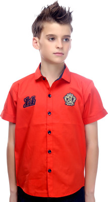 

MashUp Boys Self Design Casual Orange Shirt