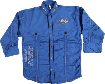 

Bad Boys Boy's Solid Casual Dark Blue Shirt