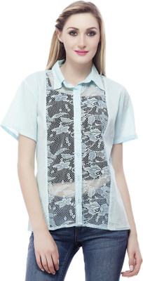 Subu Women Solid Casual Blue Shirt