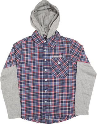 Cherokee Boys Checkered Casual Blue Shirt, Navy