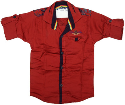 

Kidzee Men' Self Design Casual Red Shirt