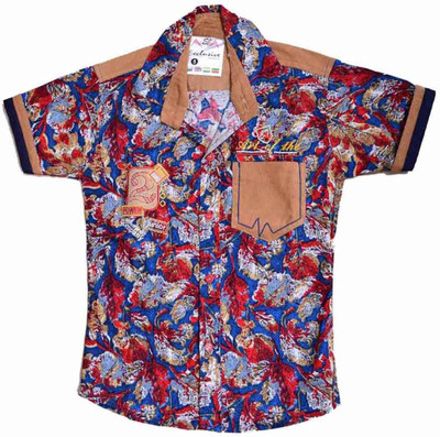 

British Terminal Boys Self Design Casual Red Shirt