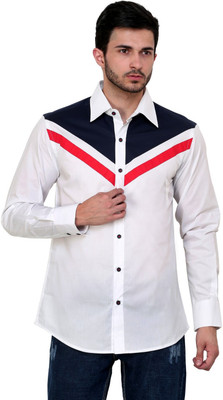 

Dazzio Men's Solid Casual White, Red, Blue Shirt