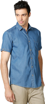 

HotTribes Men's Solid Casual Blue Shirt, Stone blue