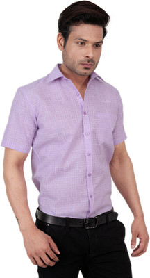 

Zeal Men's Checkered Formal Purple Shirt, Light violet