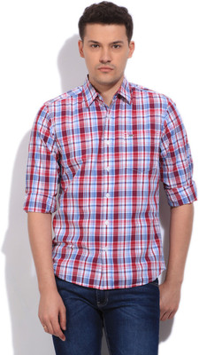 Lee Men's Checkered Casual Multicolor Shirt, Red
