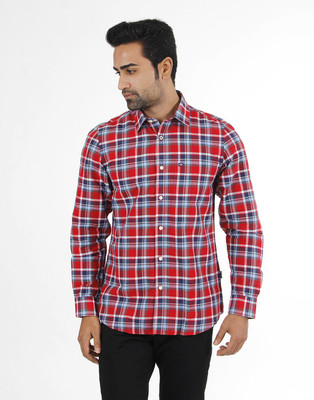 

London Fog Men's Checkered Casual Maroon Shirt