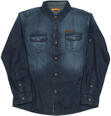 

Scullers Kids Boys Solid Casual Blue Shirt