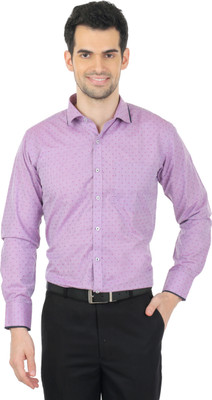 Zido Men Self Design Formal Pink Shirt