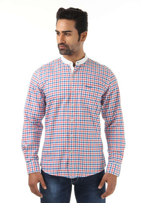 

Wrangler Men's Checkered Casual Red, Blue Shirt, Coral