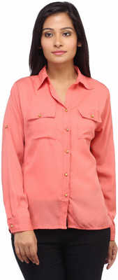 

Entease Women' Solid Casual Orange Shirt, Peach