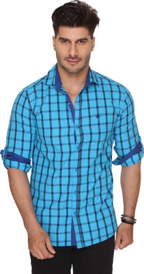 

Ramarrow Men's Checkered Casual Blue Shirt