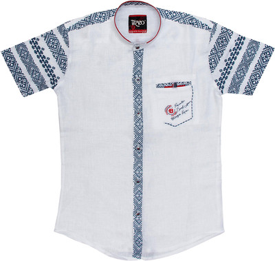 

Pokizo Boys Solid Party White, Blue Shirt, Blue;white