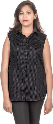 

Juee Women's Printed Casual Black Shirt