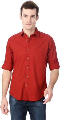 

Peter England Men's Solid Casual Red Shirt