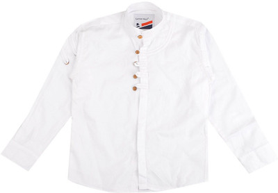 

Little Man Boy's Solid Casual White Shirt