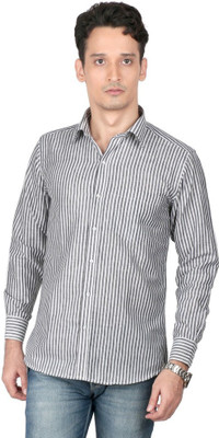 

Zido Men's Striped Casual Black Shirt