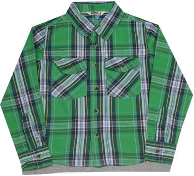 

People Boys Checkered Casual Green Shirt