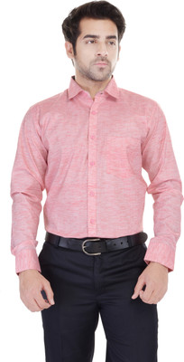 

Blue Bird Men's Self Design Formal Orange Shirt