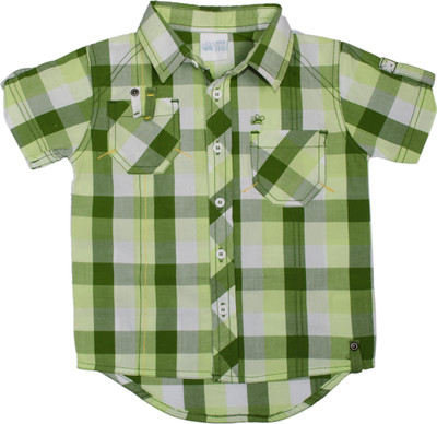 

FS Mini Klub Boys Checkered Casual Green Shirt