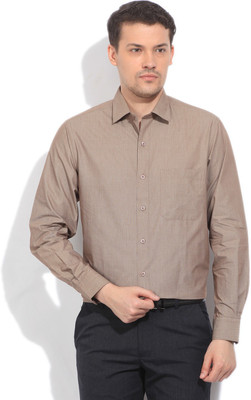 

John Players Men's Solid Formal Brown Shirt, 1a4