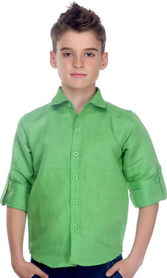 MashUp Boys Solid Casual Shirt Collar Shirt, Green