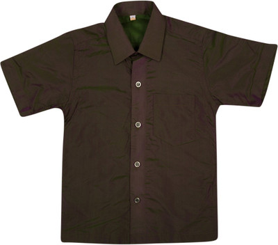 THANGAMAGAN Boys Solid Casual Dark Green Shirt THANGAMAGAN Boys Solid Casual Dark Green Shirt