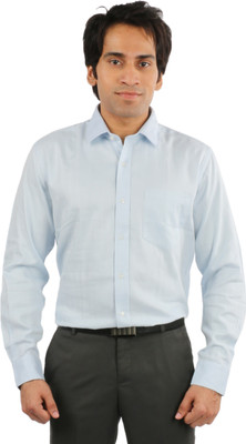 Desar Rana Men's Harringbone Formal Light Blue Shirt