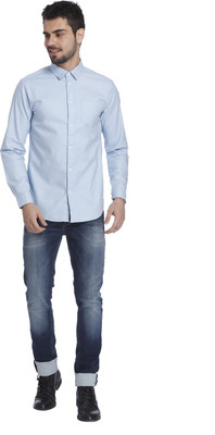 

Jack & Jones Men's Solid Casual Blue Shirt, Cashmere blue