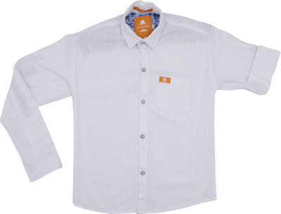 

Little Man Boys Solid Casual White Shirt