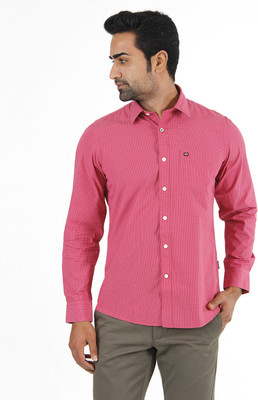 

London Fog Men's Checkered Casual Pink Shirt, Bright pink