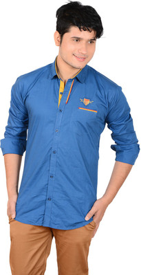 

Aedi Men's Solid Casual Blue Shirt