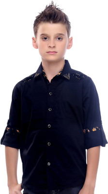 

MashUp Boys Solid Casual Black Shirt