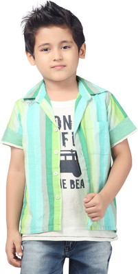 

Stop By Shoppers Stop Boys Striped Casual Green Shirt