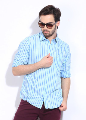 

Highlander Men's Striped Casual Blue Shirt