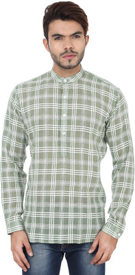

Reevolution Men's Checkered Casual Green, White Shirt