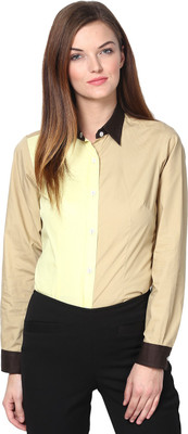 

Dazzio Women's Solid Formal Yellow, Beige Shirt