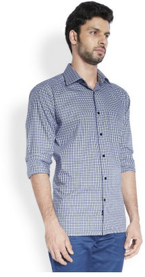 

Raymond Men's Checkered Casual Dark Blue Shirt