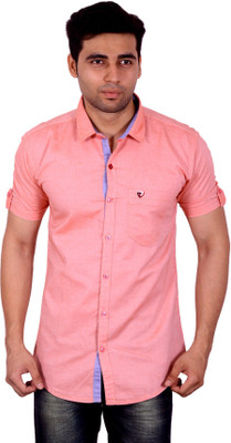 

Studio Nexx Men's Solid Casual Spread Collar Shirt, Peach red