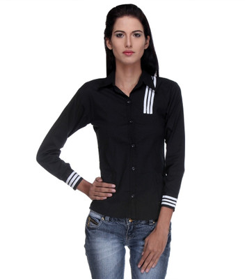 

TeeMoods Women's Solid Casual Black Shirt