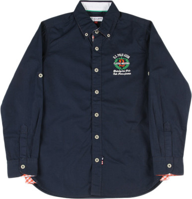 

US Polo Kids Boys Solid Casual Dark Blue Shirt, Navy