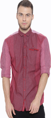 

Fifty Two Men's Striped Casual Maroon Shirt