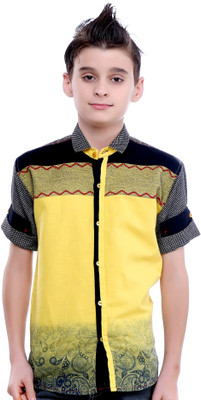 

MashUp Boys Printed Party Yellow Shirt