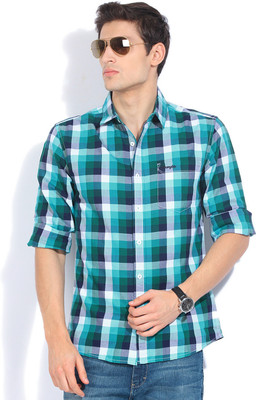 

Wrangler Men's Checkered Casual Blue Shirt