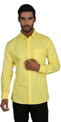 

Macoro Men's Checkered Casual Semi Spread Collar Shirt, Yellow