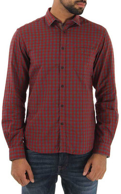 

Indian Terrain Men's Checkered Casual Maroon Shirt, Rust