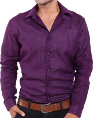

Aaral Men' Solid Casual Purple Shirt