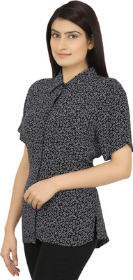 Eves Pret A Porter Women's Printed Casual Black Shirt available at flipkart for Rs.299