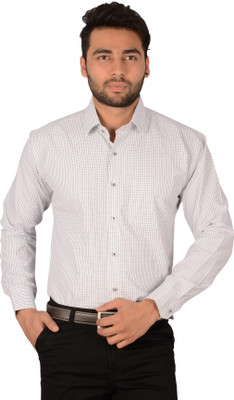

Studio Nexx Men's Checkered Formal White, Black Shirt, Black checks