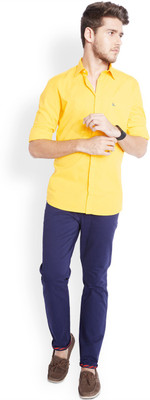 

Parx Men's Solid Casual Yellow Shirt